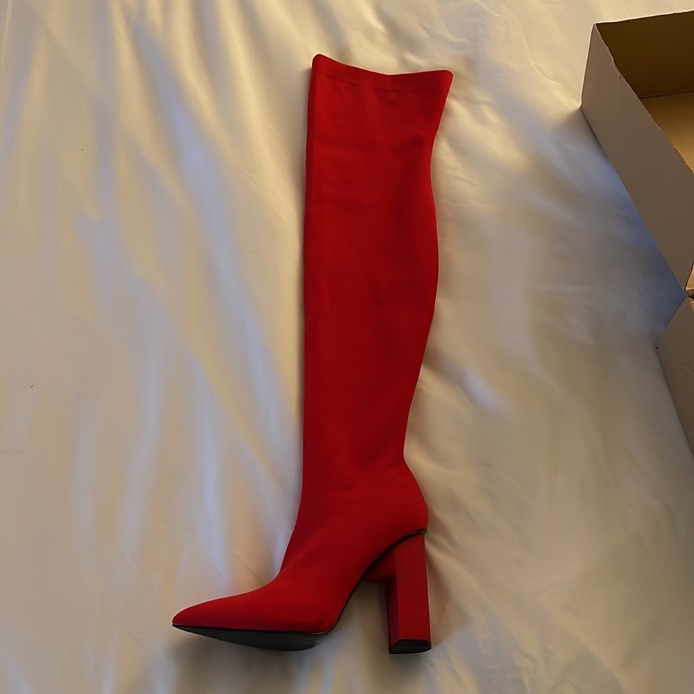 Red over the knee boots